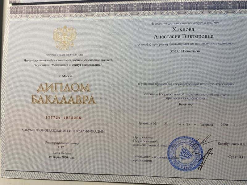 Диплом бакалавра по психологии, Московский институт психоанализа